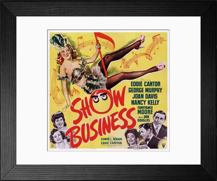 Framed Print : SHOW BUSINESS, US poster art, from left: Joan Davis, Constance Moore, Nancy Kelly, George Murphy, Eddie Cantor, 1944 Framed Print : SHOW BUSINESS, US poster art, from left: Joan Davis, Constance Moore, Nancy Kelly, George Murphy, Eddie Cantor, 1944