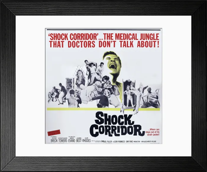 Framed Print : SHOCK CORRIDOR, US poster art, center: Peter Breck, 1963 Framed Print : SHOCK CORRIDOR, US poster art, center: Peter Breck, 1963