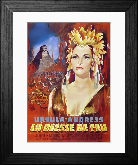 Framed Print : SHE, (aka LA DEESSE DE FEU), French poster, Ursula Andress, 1965
