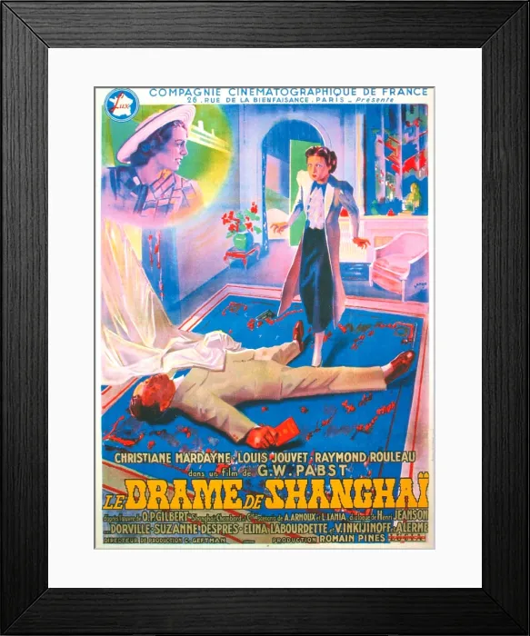Framed Print : THE SHANGHAI DRAMA, (aka LE DRAME DE SHANGHAI), French poster, Christl Mardayn (standing), Elina Labourdette (top left inset), 1938 Framed Print : THE SHANGHAI DRAMA, (aka LE DRAME DE SHANGHAI), French poster, Christl Mardayn (standing), Elina Labourdette (top left inset), 1938