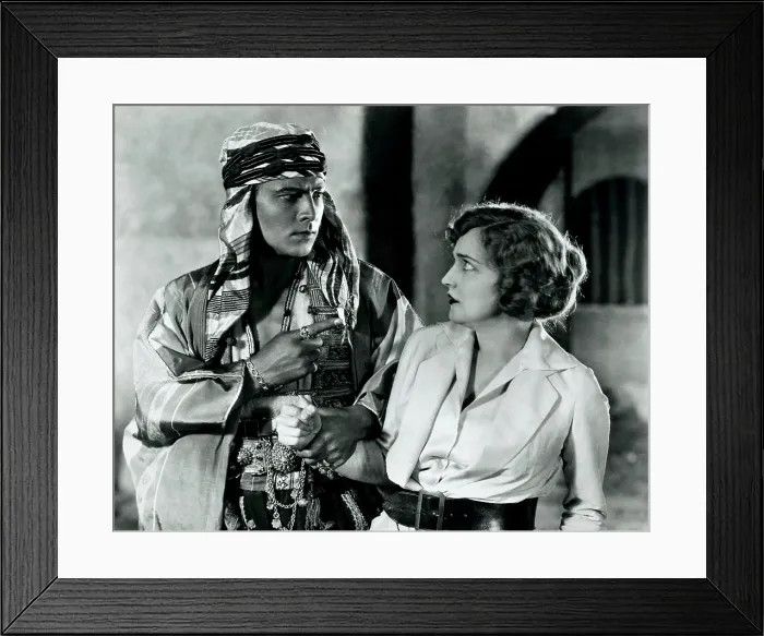 Framed Print : THE SHEIK, from left, Rudolph Valentino, Agnes Ayres, 1921