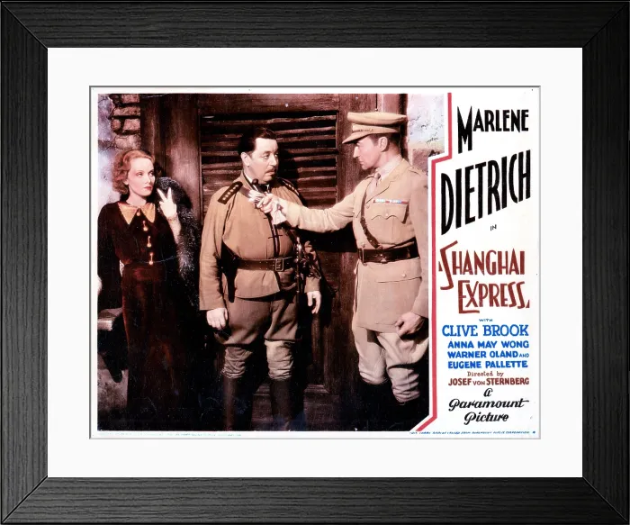 Framed Print : SHANGHAI EXPRESS, from left, Marlene Dietrich, Warner Oland, Clive Brook, 1932