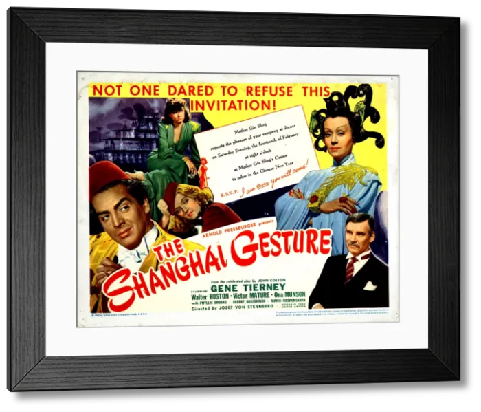 Framed Print : THE SHANGHAI GESTURE from left: Victor Mature, Gene Tierney, Phyllis Brooks, Ona Munson, Walter Huston, 1941