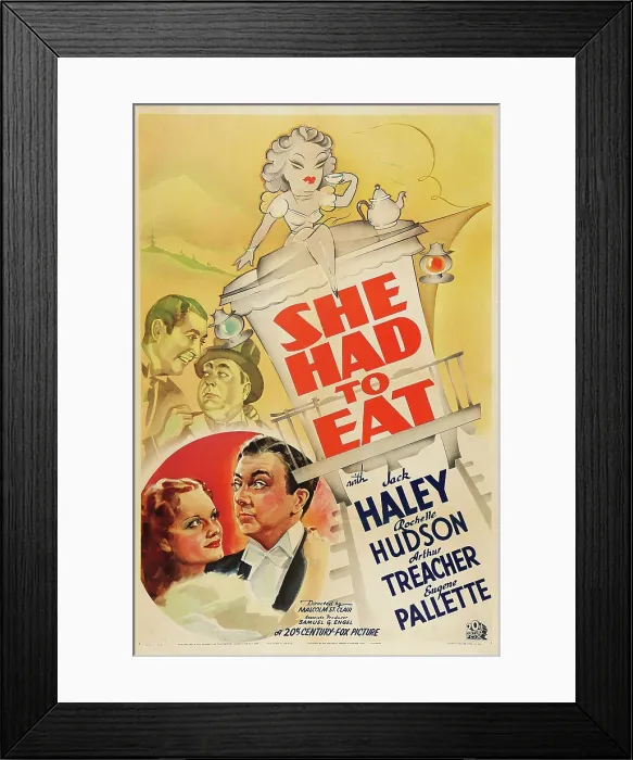 Framed Print : SHE HAD TO EAT, US poster art, clockwise from top left: Arthur Treacher, Eugene Pallette, Jack Haley, Rochelle Hudson, 1937. TM & copyright 20th Century Fox Film Corp