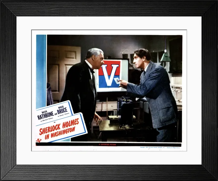 Framed Print : SHERLOCK HOLMES IN WASHINGTON, from left, Nigel Bruce, Basil Rathbone, 1943