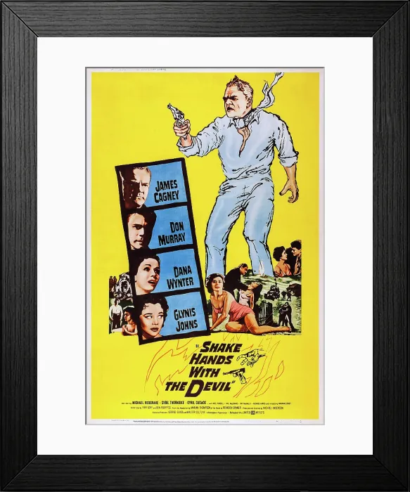 Framed Print : SHAKE HANDS WITH THE DEVIL, US poster art, from top: James Cagney, Don Murray, Dana Wynter, Glynis Johns, 1959
