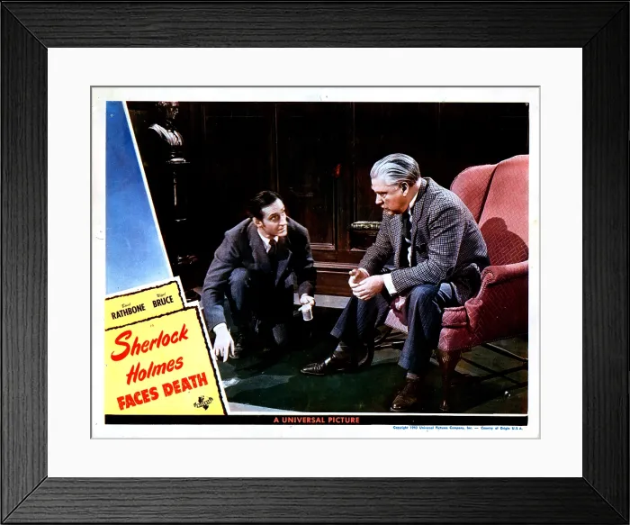 Framed Print : SHERLOCK HOLMES FACES DEATH, from left, Basil Rathbone, Nigel Bruce, 1943