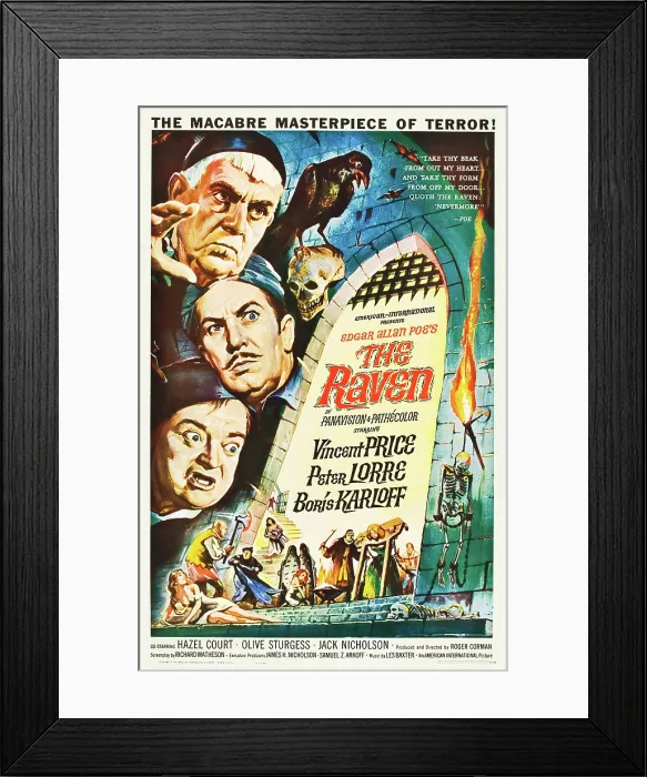 Framed Print : THE RAVEN, Peter Lorre, Boris Karloff, Vincent Price, 1963