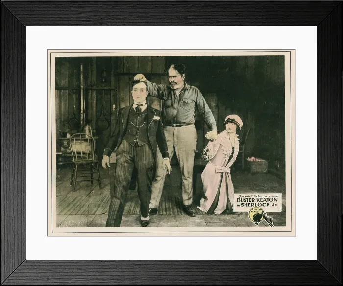 Framed Print : SHERLOCK JR. lobbycard, Buster Keaton (left), Kathryn McGuire (right), 1924