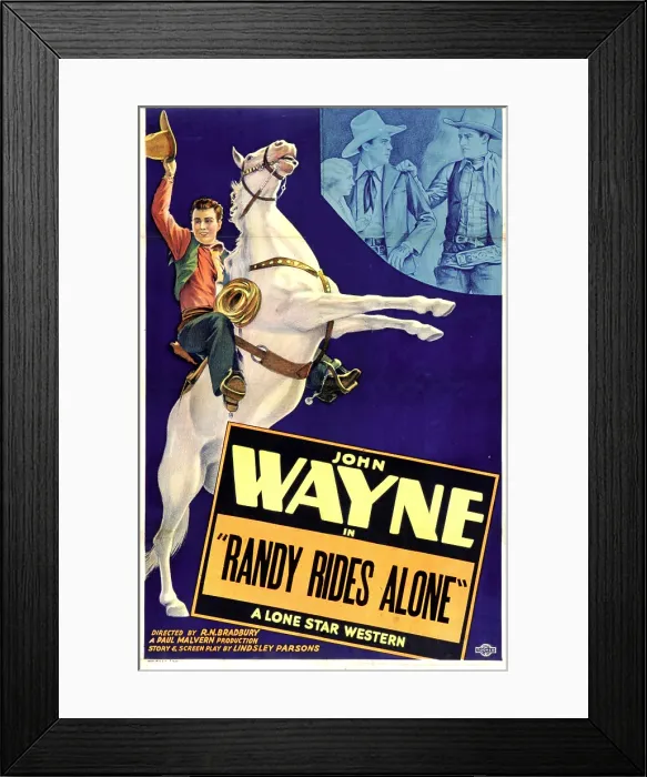 Framed Print : RANDY RIDES ALONE, left: John Wayne, 1934