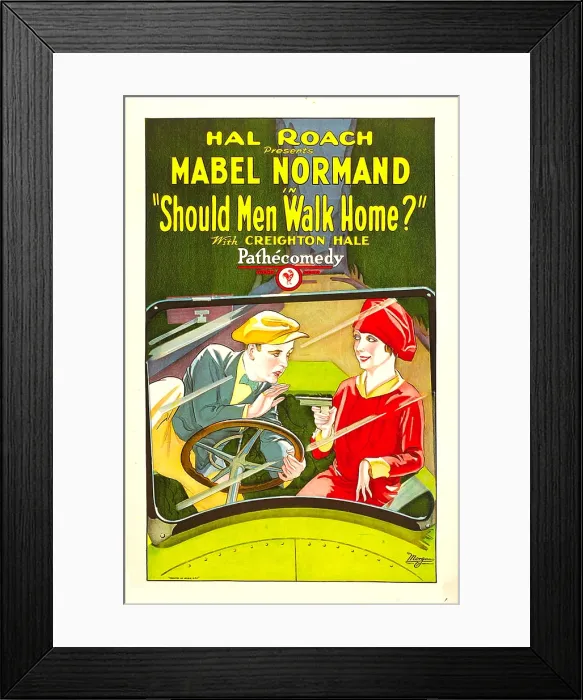 Framed Print : SHOULD MEN WALK HOME?, from left: Creighton Hale, Mabel Normand, 1927