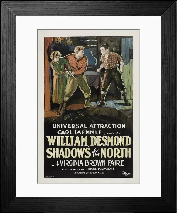Framed Print : SHADOWS OF THE NORTH, left to right: Virginia Brown Faire, Fred Kohler, William Desmond, 1923 Framed Print : SHADOWS OF THE NORTH, left to right: Virginia Brown Faire, Fred Kohler, William Desmond, 1923