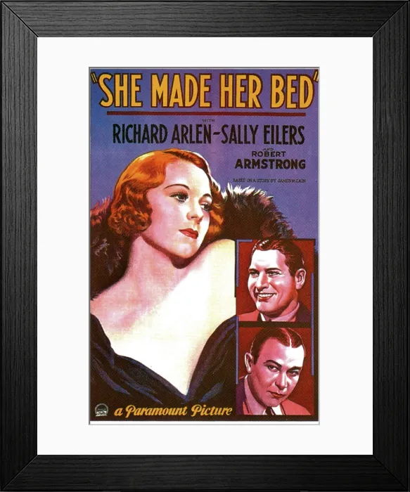Framed Print : SHE MADE HER BED, US poster, from top: Sally Eilers, Richard Arlen, Robert Armstrong, 1934 Framed Print : SHE MADE HER BED, US poster, from top: Sally Eilers, Richard Arlen, Robert Armstrong, 1934