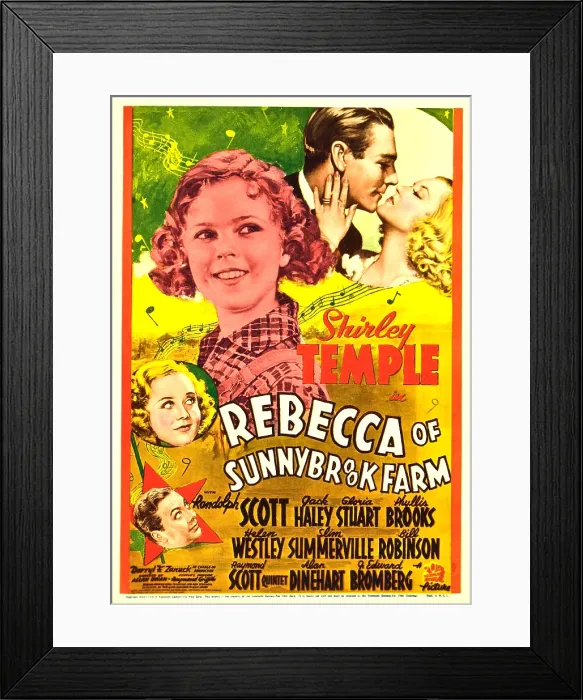 Framed Print : REBECCA OF SUNNYBROOK FARM, from bottom left: Jack Haley, Phyllis Brooks, Shirley Temple, Randolph Scott, Gloria Stuart, 1938, TM and Copyright 20th Century Fox Film Corp