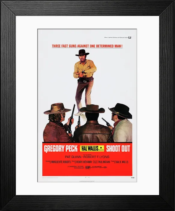 Framed Print : SHOOT OUT, US poster, Gregory Peck, 1971 Framed Print : SHOOT OUT, US poster, Gregory Peck, 1971