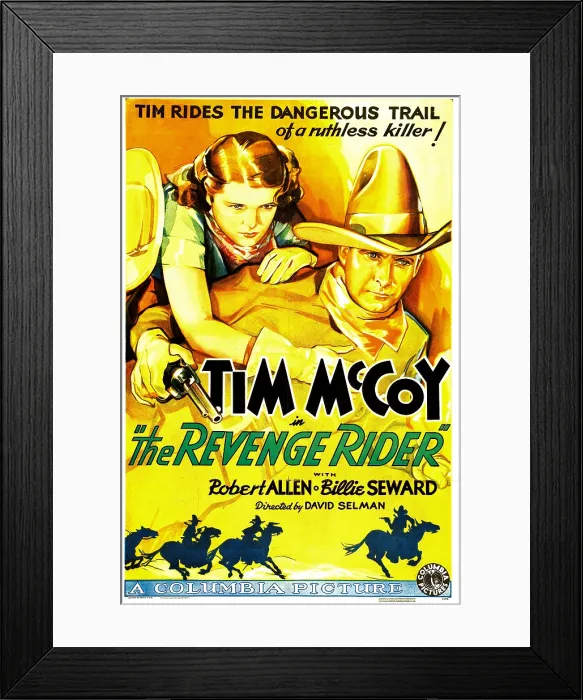 Framed Print : THE REVENGE RIDER, US poster art, from left: Billie Seward, Tim McCoy, 1935 Framed Print : THE REVENGE RIDER, US poster art, from left: Billie Seward, Tim McCoy, 1935
