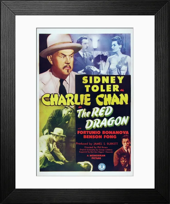 Framed Print : THE RED DRAGON, top from left: Sidney Toler, Fortunio Bonanova, Carol Hughes, bottom left from top: Fortunio Bonanova, Sidney Toler, bottom right from top: Benson Fong