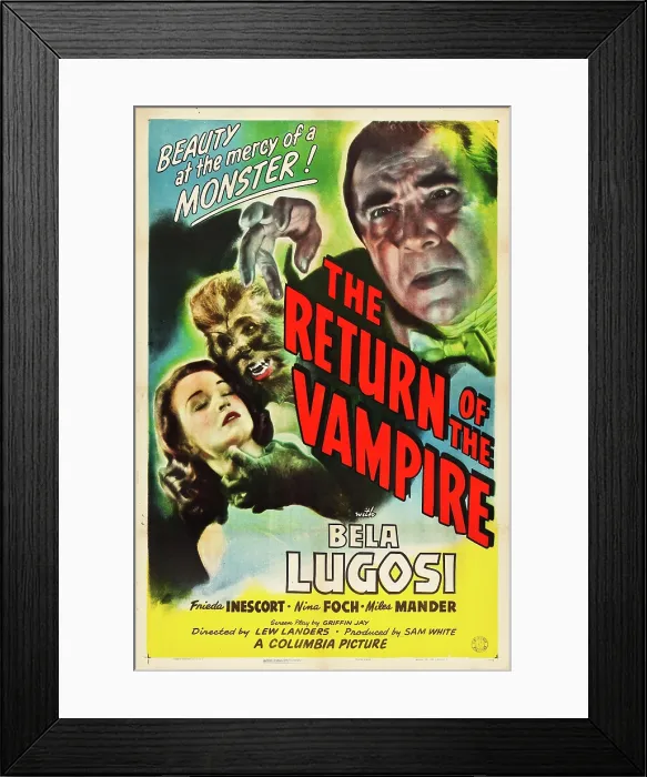 Framed Print : THE RETURN OF THE VAMPIRE, Nina Foch, Matt Willis, Bela Lugosi, 1944
