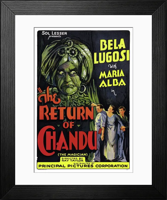 Framed Print : THE RETURN OF CHANDU, US poster art, top left: Bela Lugosi, bottom center: Maria Alba, 1934