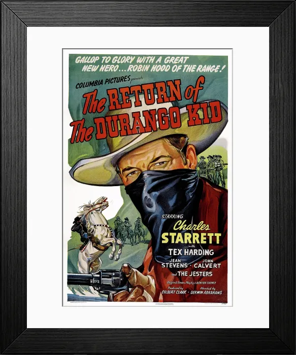Framed Print : THE RETURN OF THE DURANGO KID, Charles Starrett, 1945