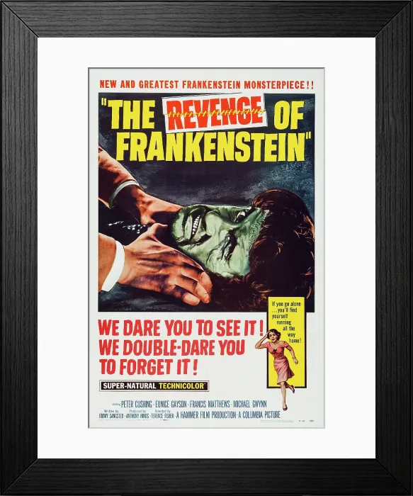 Framed Print : THE REVENGE OF FRANKENSTEIN, (aka LA REVANCHE DE FRANKENSTEIN), US poster art, top: Michael Gwynn, 1958 Framed Print : THE REVENGE OF FRANKENSTEIN, (aka LA REVANCHE DE FRANKENSTEIN), US poster art, top: Michael Gwynn, 1958