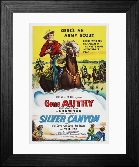 Framed Print : SILVER CANYON, US poster art, top: Gene Autry, Champion, the horse, 1951 Framed Print : SILVER CANYON, US poster art, top: Gene Autry, Champion, the horse, 1951