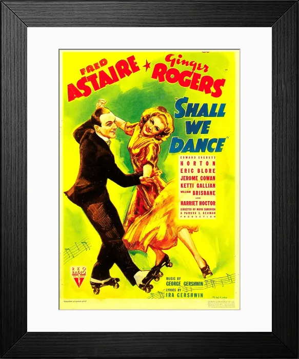 Framed Print : SHALL WE DANCE?, from left: Fred Astaire, Ginger Rogers on midget window card, 1937 Framed Print : SHALL WE DANCE?, from left: Fred Astaire, Ginger Rogers on midget window card, 1937