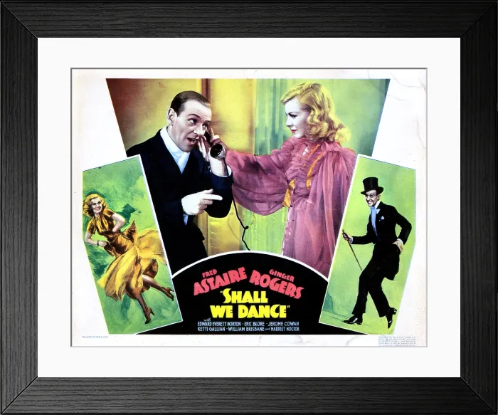 Framed Print : SHALL WE DANCE, from left, inset, Fred Astaire, Ginger Rogers, 1937