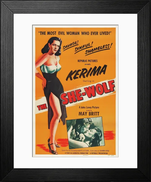 Framed Print : SHE WOLF, (aka LA LUPA), US poster art, Kerima, 1953