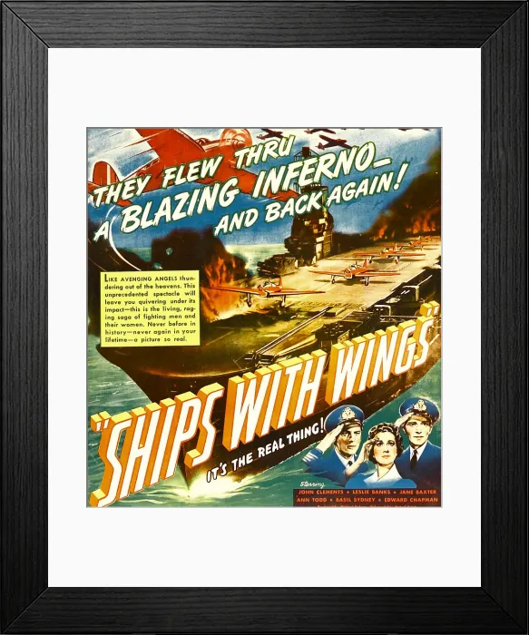 Framed Print : SHIPS WITH WINGS, window card, 1942