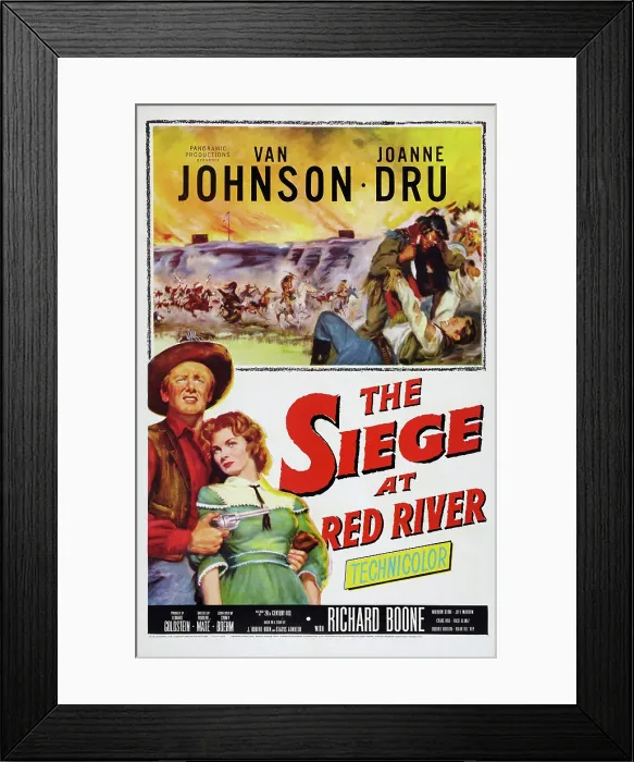 Framed Print : THE SIEGE AT RED RIVER, US poster art, bottom l-r: Van Johnson, Joanne Dru, 1954