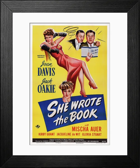 Framed Print : SHE WROTE THE BOOK, poster art, l-r: Joan Davis, Mischa Auer, Jack Oakie, 1946