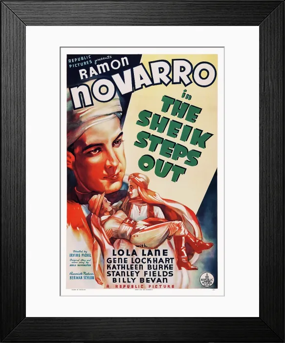 Framed Print : THE SHEIK STEPS OUT, US poster art, Lola Lane, Ramon Novarro, 1937 Framed Print : THE SHEIK STEPS OUT, US poster art, Lola Lane, Ramon Novarro, 1937