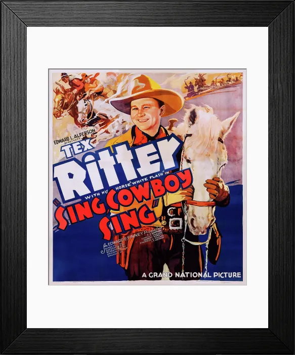 Framed Print : SING, COWBOY, SING, poster art, Tex Ritter, 1937 Framed Print : SING, COWBOY, SING, poster art, Tex Ritter, 1937