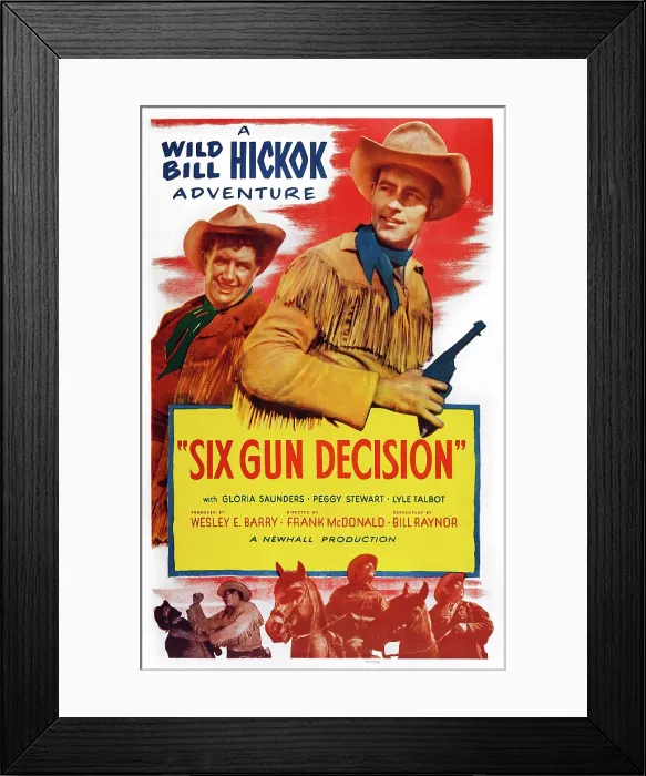 Framed Print : SIX GUN DECISION, US poster art, from left: Andy Devine, Guy Madison, 1953