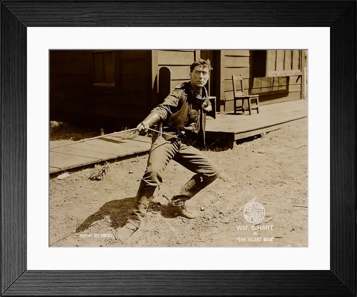 Framed Print : THE SILENT MAN, William S. Hart on lobbycard, 1917