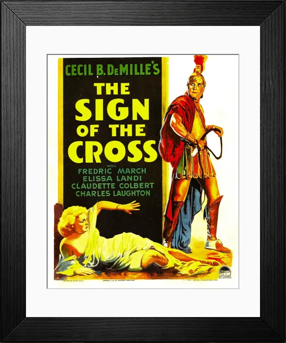 Framed Print : SIGN OF THE CROSS, Elissa Landi, Fredric March on window card, 1932
