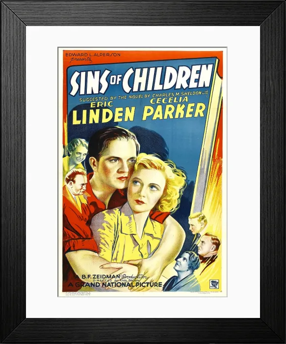 Framed Print : IN HIS STEPS, (aka SINS OF THE CHILDREN, aka ONLY GOD KNOWS), center, from left, Eric Linden, Cecilia Parker, 1936
