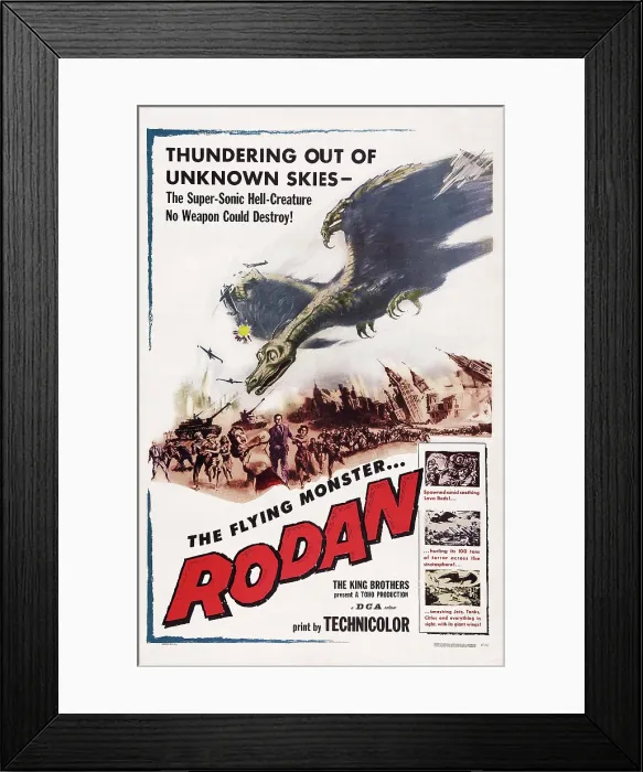 Framed Print : RODAN, US poster art, 1957
