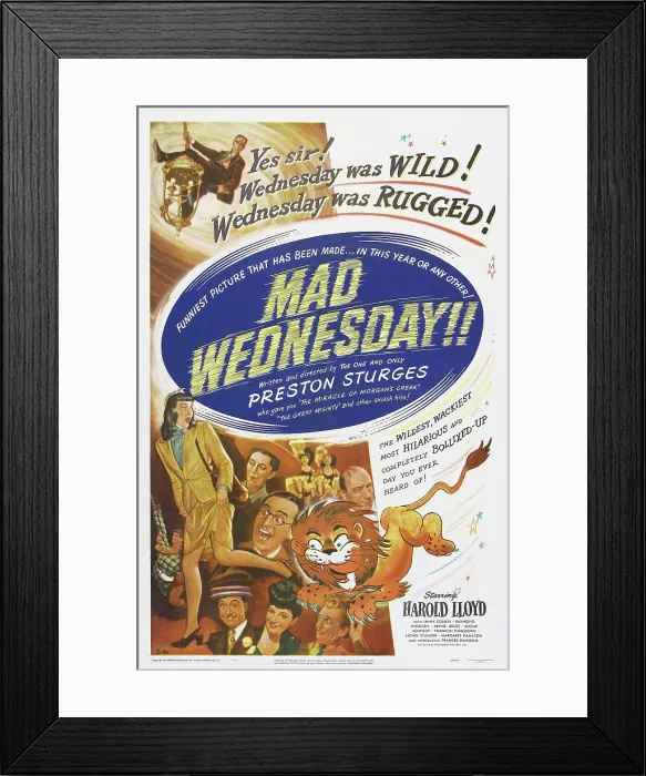 Framed Print : THE SIN OF HAROLD DIDDLEBOCK, (aka MAD WEDNESDAY, reissue title), US poster art, 1947