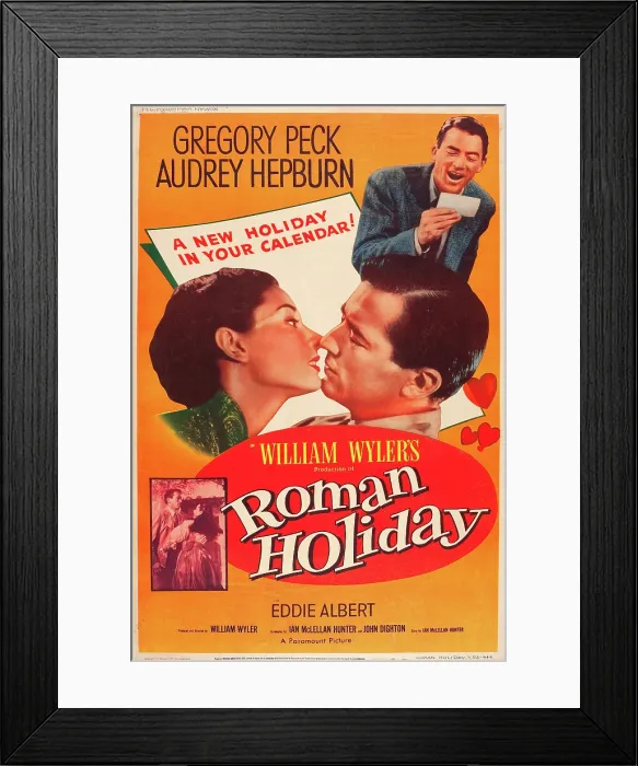 Framed Print : ROMAN HOLIDAY, from left: Audrey Hepburn, Gregory Peck, Gregory Peck, bottom left from left: Gregory Peck, Audrey Hepburn, 1953