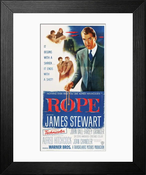 Framed Print : ROPE, right: James Stewart, 1948