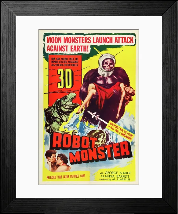 Framed Print : ROBOT MONSTER, bottom, from left: George Nader, Claudia Barrett, 1953