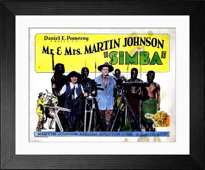 Framed Print : SIMBA: THE KING OF THE BEASTS, from left, Osa Johnson, Martin Johnson, 1928