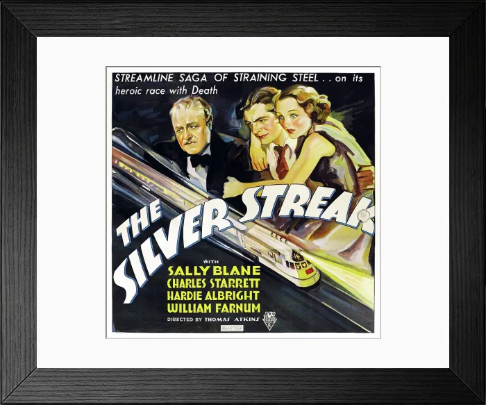 Framed Print : THE SILVER STREAK, US poster art, from left: William Farnum, Charles Starrett, Sally Blane, 1934