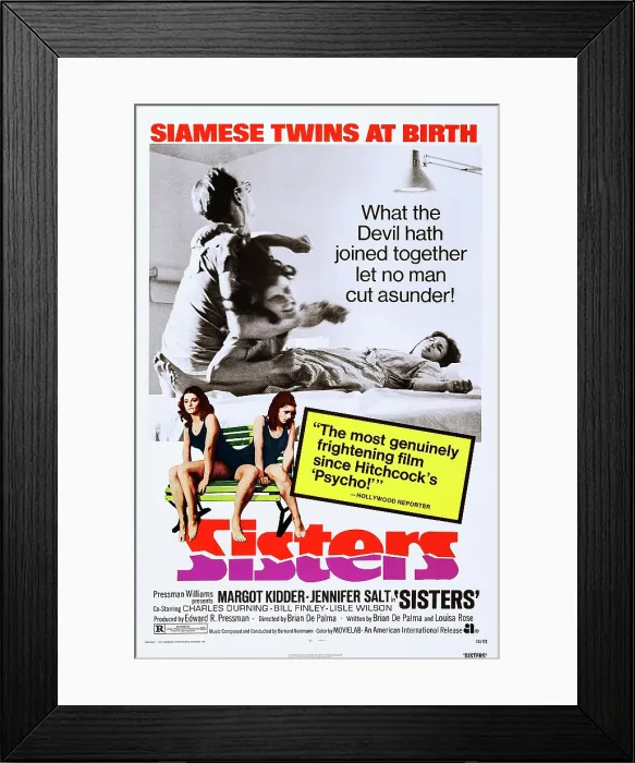 Framed Print : SISTERS, US poster art, Margot Kidder, (on bench), 1973