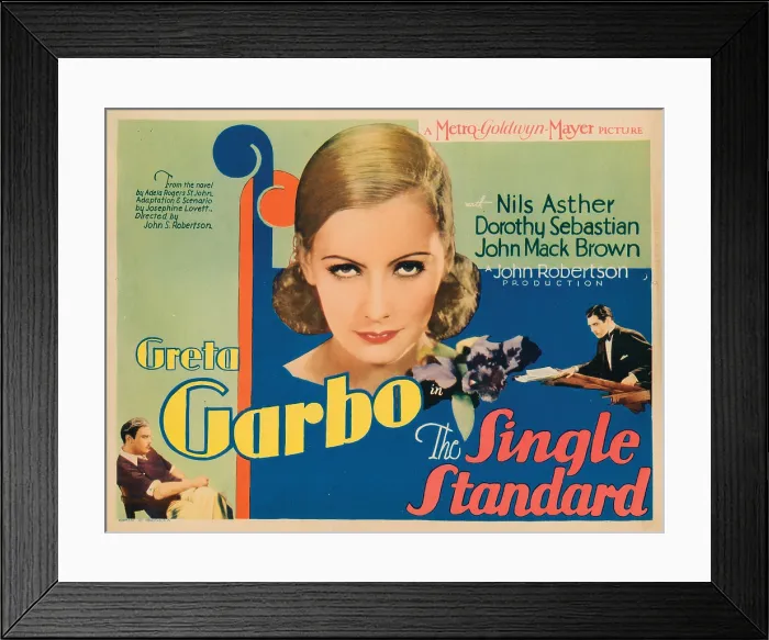 Framed Print : THE SINGLE STANDARD, lobbycard, top: Greta Garbo, bottom, from left: Nils Asther, Johnny Mack Brown, 1929