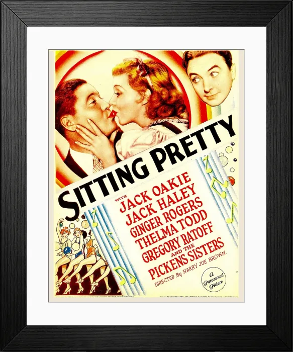 Framed Print : SITTING PRETTY, from left: Jack Oakie, Ginger Rogers, Jack Haley on midget window card, 1933