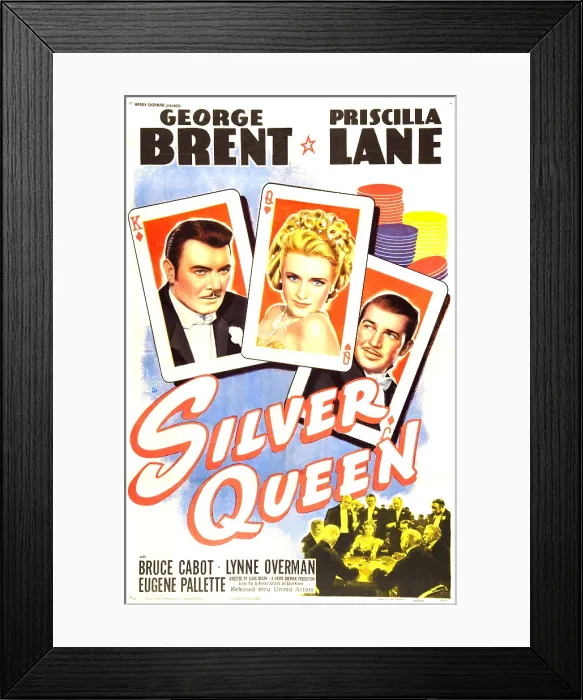 Framed Print : SILVER QUEEN, US poster, from left: George Brent, Priscilla Lane, Bruce Cabot, 1942 Framed Print : SILVER QUEEN, US poster, from left: George Brent, Priscilla Lane, Bruce Cabot, 1942