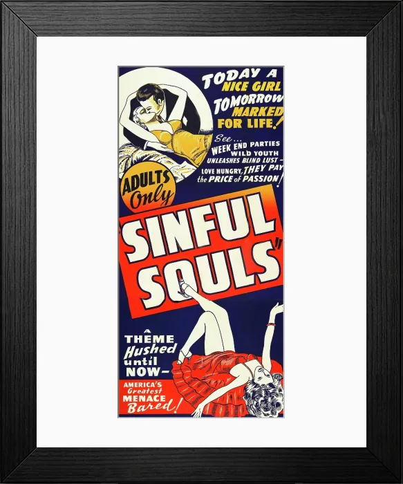 Framed Print : SINFUL SOULS, (aka UNBORN SOULS), poster art, 1939